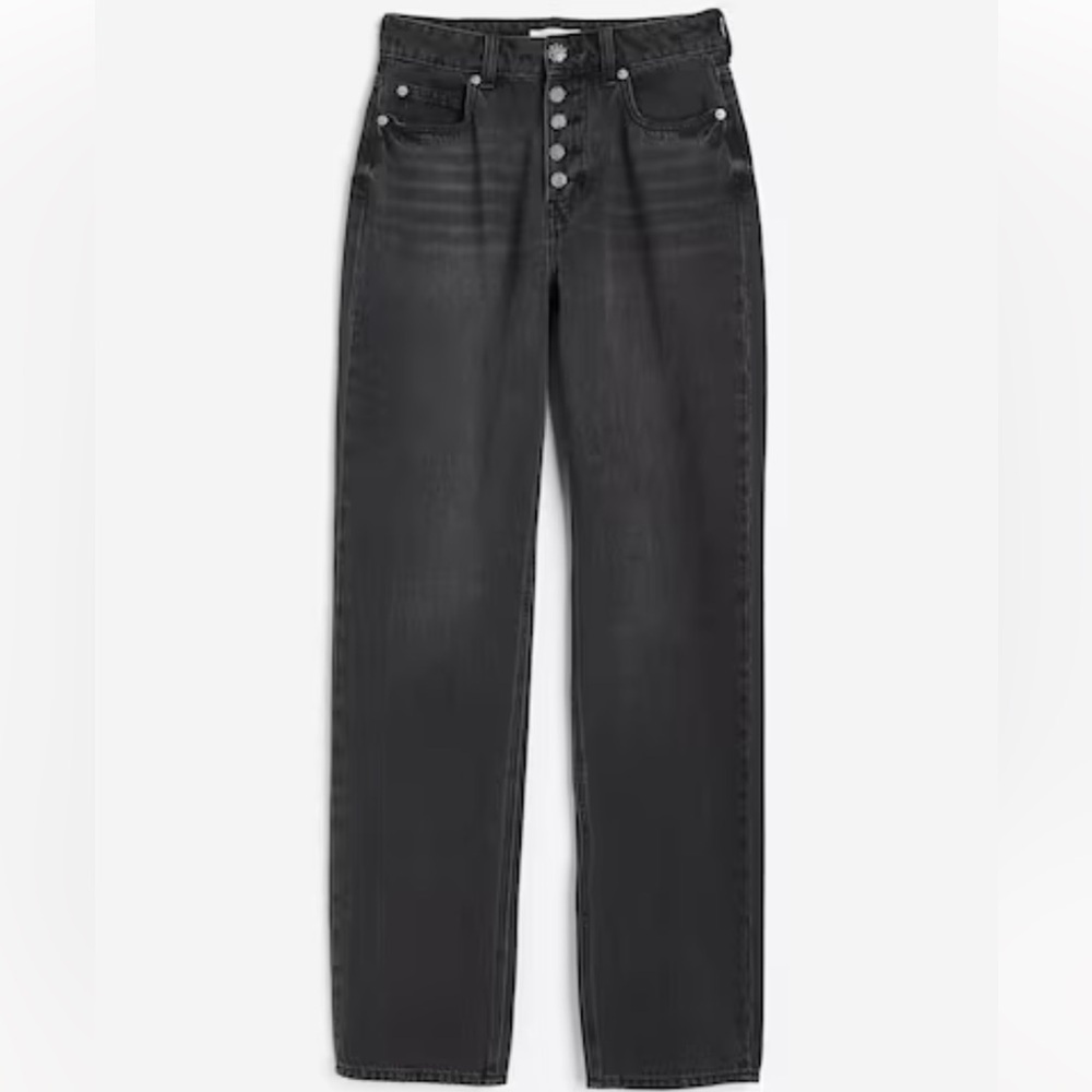 Charcoal jeans w flower buttons size 6 straight leg grey vintage black